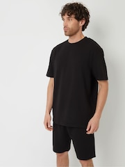 Threadbare Black Relaxed Fit Textured T-Shirt - Image 3 of 4