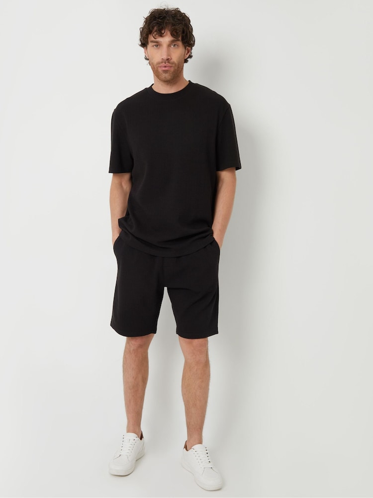 Threadbare Black Relaxed Fit Textured T-Shirt - Image 4 of 4