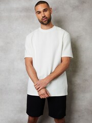 Threadbare White Relaxed Fit Textured T-Shirt - Image 1 of 4