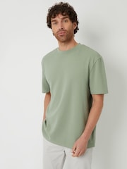 Threadbare Green Relaxed Fit Textured T-Shirt - Image 1 of 4