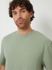 Threadbare Green Relaxed Fit Textured T-Shirt - Image 4 of 4