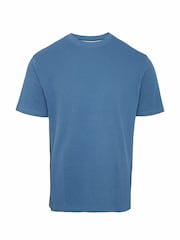 Threadbare Blue and Navy Textured Short Sleeve T-Shirts 2 Pack - Image 2 of 3