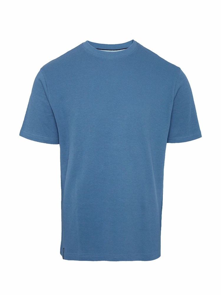Threadbare Blue and Navy Textured Short Sleeve T-Shirts 2 Pack - Image 2 of 3