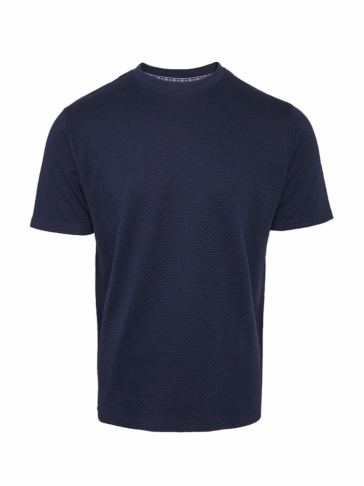 Threadbare Blue and Navy Textured Short Sleeve T-Shirts 2 Pack - Image 3 of 3