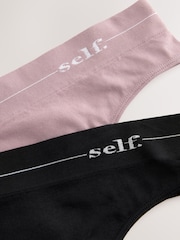 self. Black/Mauve Pink Thong Seamfree Knickers 2 Pack - Image 8 of 8