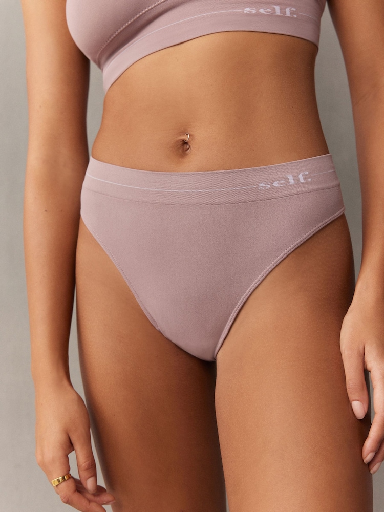 self. Black/Mauve Pink High Leg Seamfree Knickers 2 Pack - Image 2 of 15