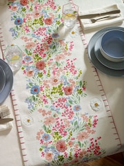 Pink Lisse Embroidered 100% Cotton Kitchen Table Runner - Image 2 of 4