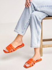 Orange - Simply Be Woven Flache Sandalen in extra breit - Bild 1 von 4