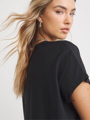 Simply Be Black Slouchy Dip Back T-Shirt - Image 3 of 3