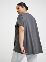 Simply Be Grey Slouchy Dip Back T-Shirt - Image 2 of 4