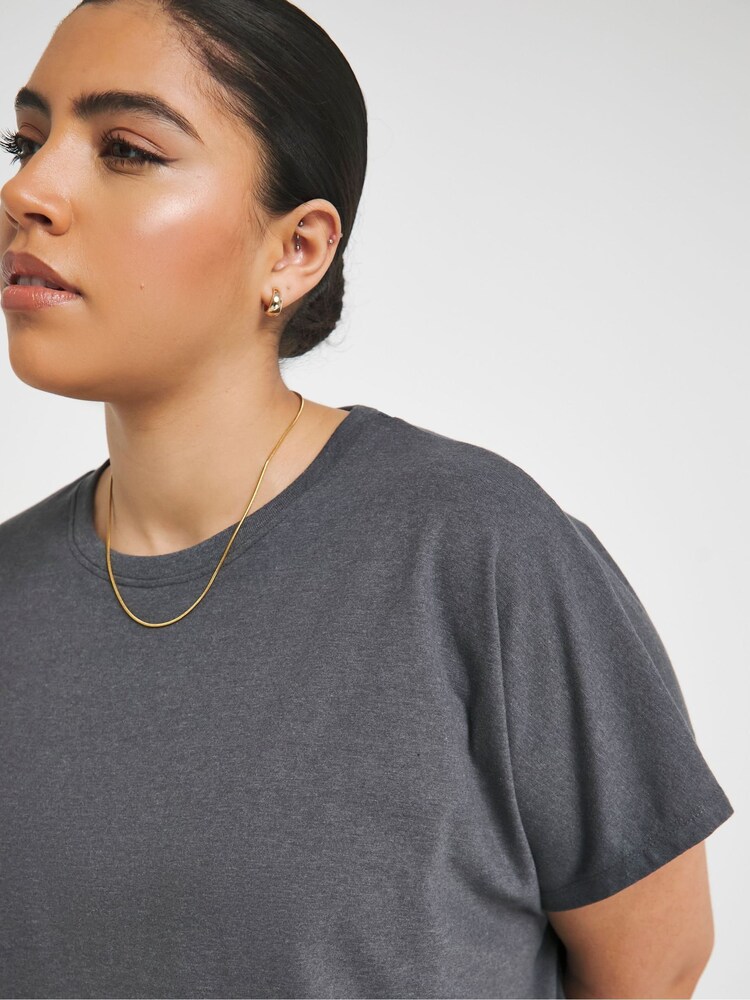 Simply Be Grey Slouchy Dip Back T-Shirt - Image 4 of 4