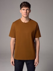 Bronze Orange Regular Fit 100% Cotton Essential Regular Crew Neck T-Shirt - Image 1 of 7