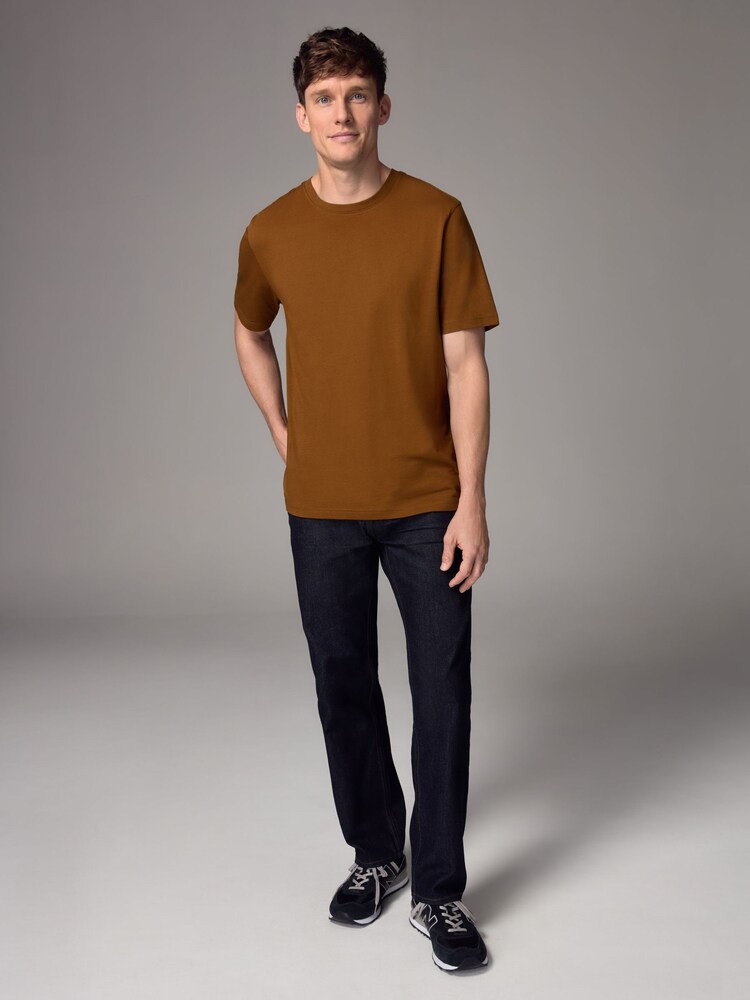 Bronze Orange Regular Fit 100% Cotton Essential Regular Crew Neck T-Shirt - Image 2 of 7