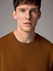 Bronze Orange Regular Fit 100% Cotton Essential Regular Crew Neck T-Shirt - Image 3 of 7