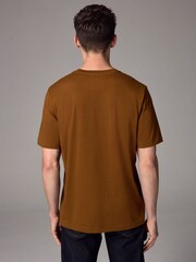 Bronze Orange Regular Fit 100% Cotton Essential Regular Crew Neck T-Shirt - Image 4 of 7
