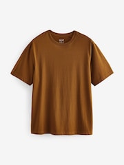 Bronze Orange Regular Fit 100% Cotton Essential Regular Crew Neck T-Shirt - Image 5 of 7