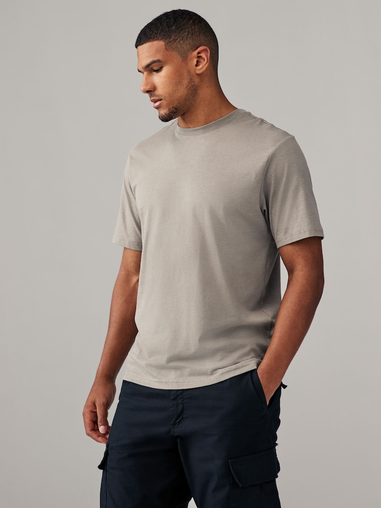 Light Neutral Marl - Essential Rundhals-T-Shirt aus Baumwolle - Bild 1 von 7