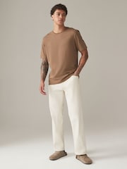 Stone Mid Regular Fit Essential Crew Neck Cotton T-Shirt - Image 2 of 7