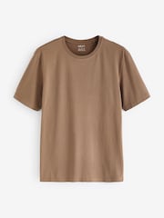 Stone Mid Regular Fit Essential Crew Neck Cotton T-Shirt - Image 5 of 7
