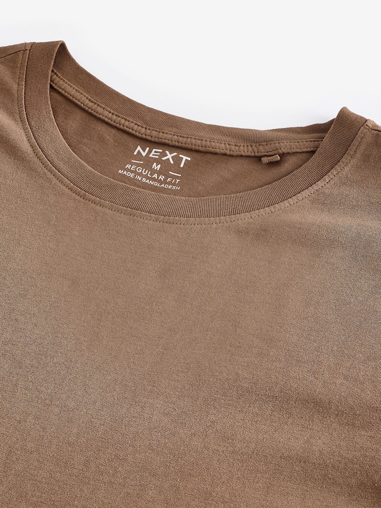Stone Mid Regular Fit Essential Crew Neck Cotton T-Shirt - Image 7 of 7