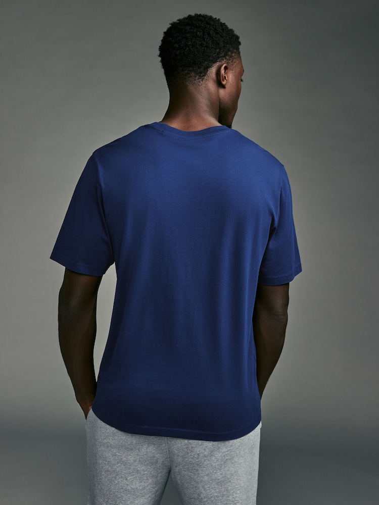 Bleu riche - Ajustement régulier - T-shirt Essential Col rond en coton - Image 3 of 7