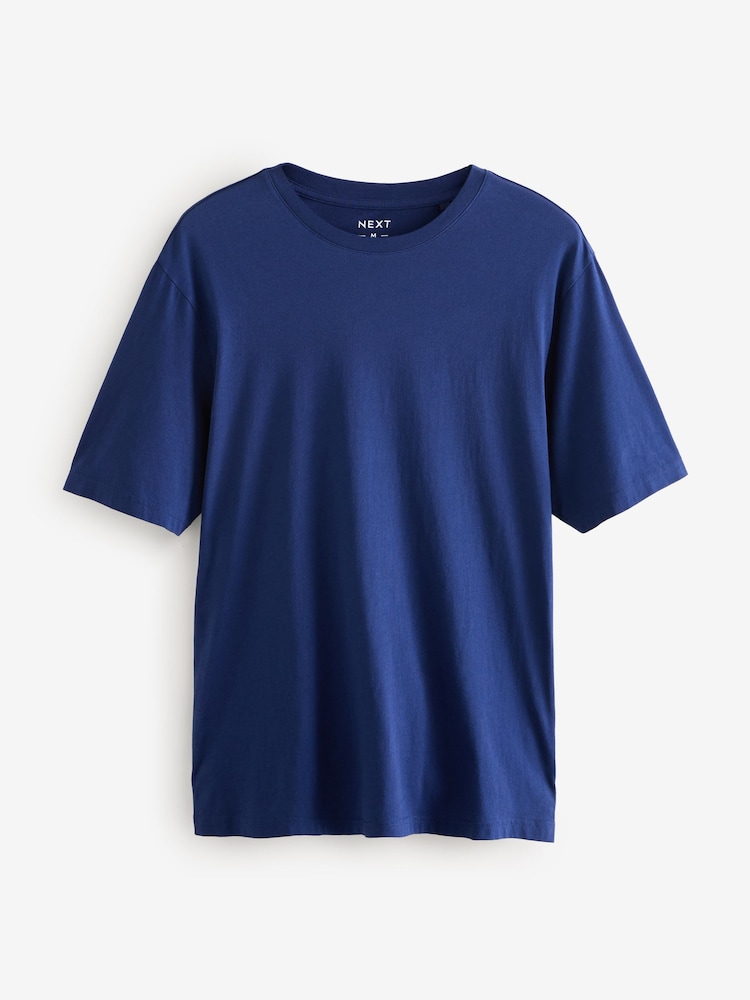 Bleu riche - Ajustement régulier - T-shirt Essential Col rond en coton - Image 5 of 7