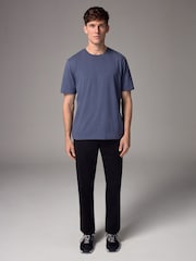 Denim Blue Marl Regular Fit Essential Crew Neck Cotton T-Shirt - Image 2 of 7
