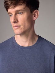 Denim Blue Marl Regular Fit Essential Crew Neck Cotton T-Shirt - Image 4 of 7