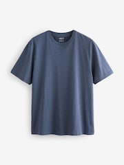 Denim Blue Marl Regular Fit Essential Crew Neck Cotton T-Shirt - Image 5 of 7