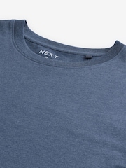 Denim Blue Marl Regular Fit Essential Crew Neck Cotton T-Shirt - Image 6 of 7