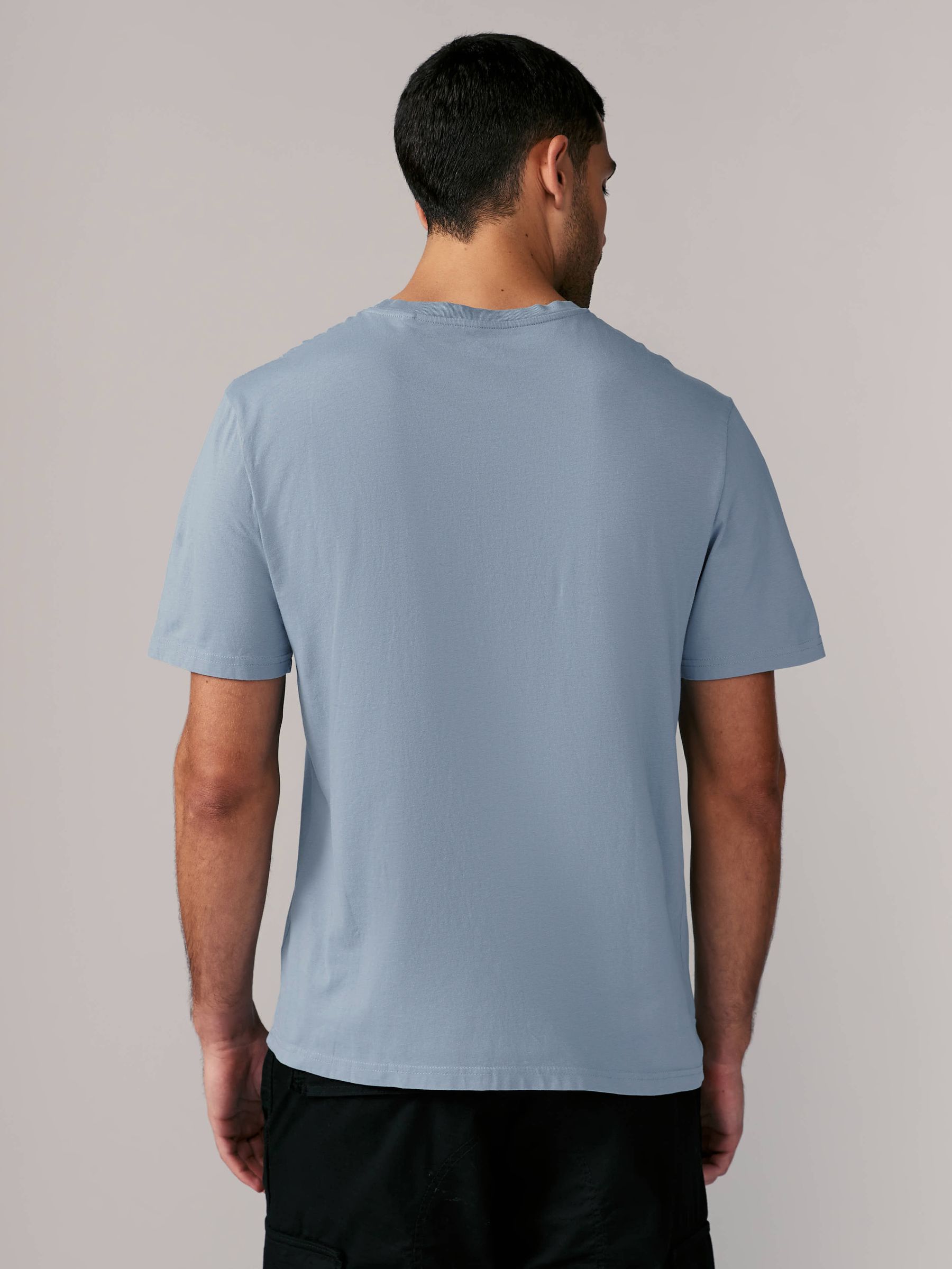 Buy Light Sky Blue Regular Fit Essential Crew Neck Cotton T