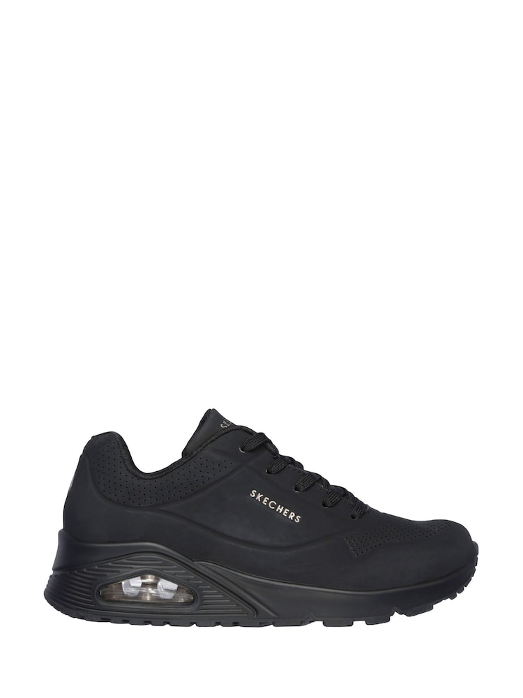 Skechers Black Womens Uno Wide Fit Trainers - Image 1 of 5