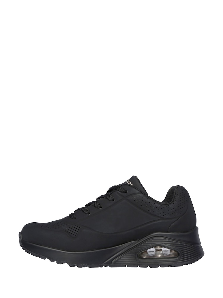 Skechers Black Womens Uno Wide Fit Trainers
