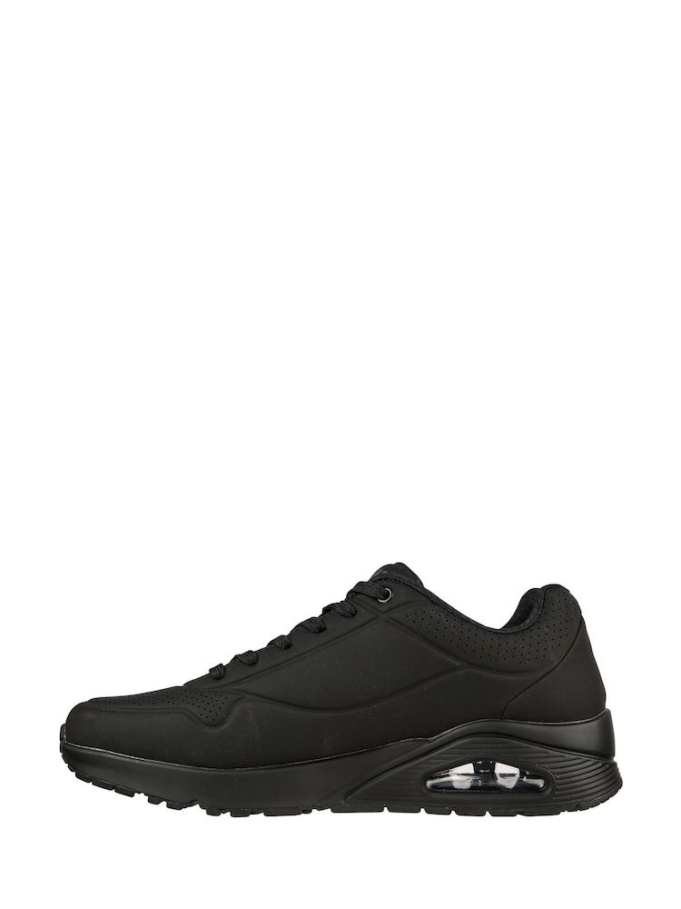 Skechers Black Wide Fit Mens Uno Stand On Air Lace-Up Sports Trainers - Image 2 of 5