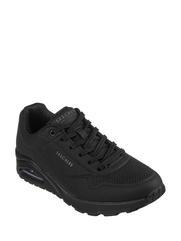 Zwart - Wijde pasvorm - Skechers Mens Uno Stand On Air Lace-Up Sports Trainers - Image 3 of 5