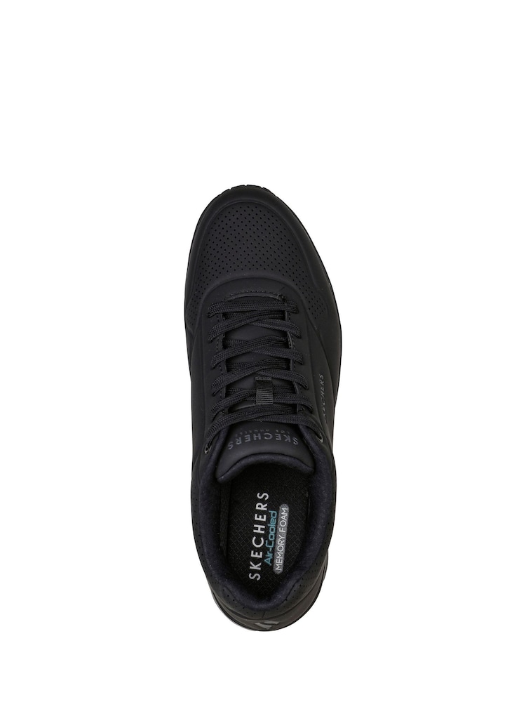 Zwart - Wijde pasvorm - Skechers Mens Uno Stand On Air Lace-Up Sports Trainers - Image 4 of 5