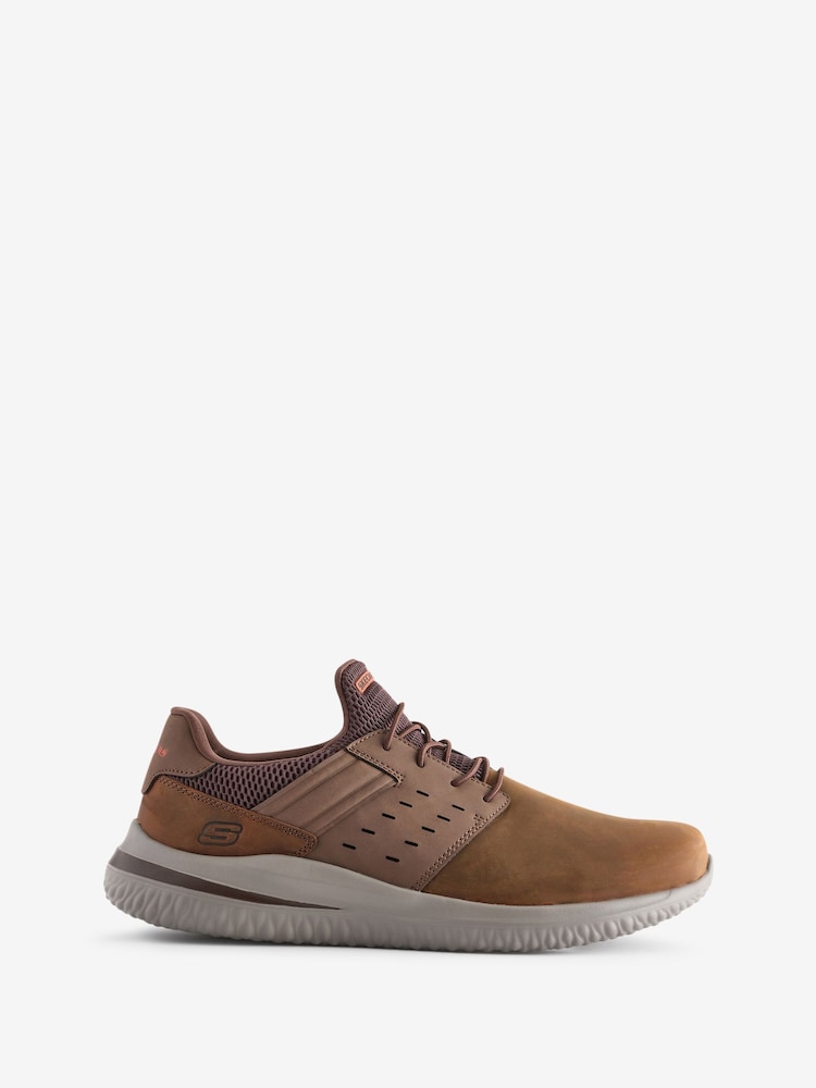 Skechers Brown Wide Fit Delson 3.0  Ezra Trainers - Image 1 of 7