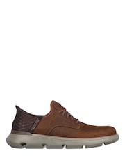 Skechers Brown Wide Fit Mens Garza Slip In Trainers - Image 1 of 3
