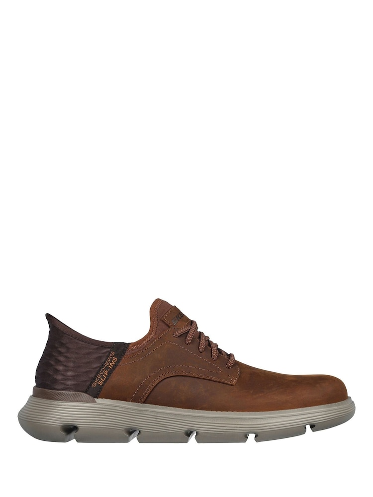 Skechers Brown Wide Fit Mens Garza Slip In Trainers - Image 1 of 3