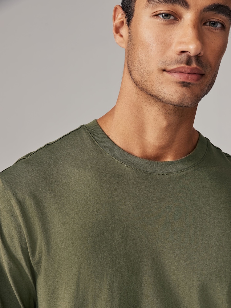 Groen-kaki - Normale Pasvorm - T-shirt met lange mouwen en ronde hals - Image 4 of 7