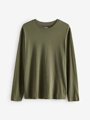 Green Khaki Regular Fit Long Sleeve Crew Neck T-Shirt - Image 5 of 7