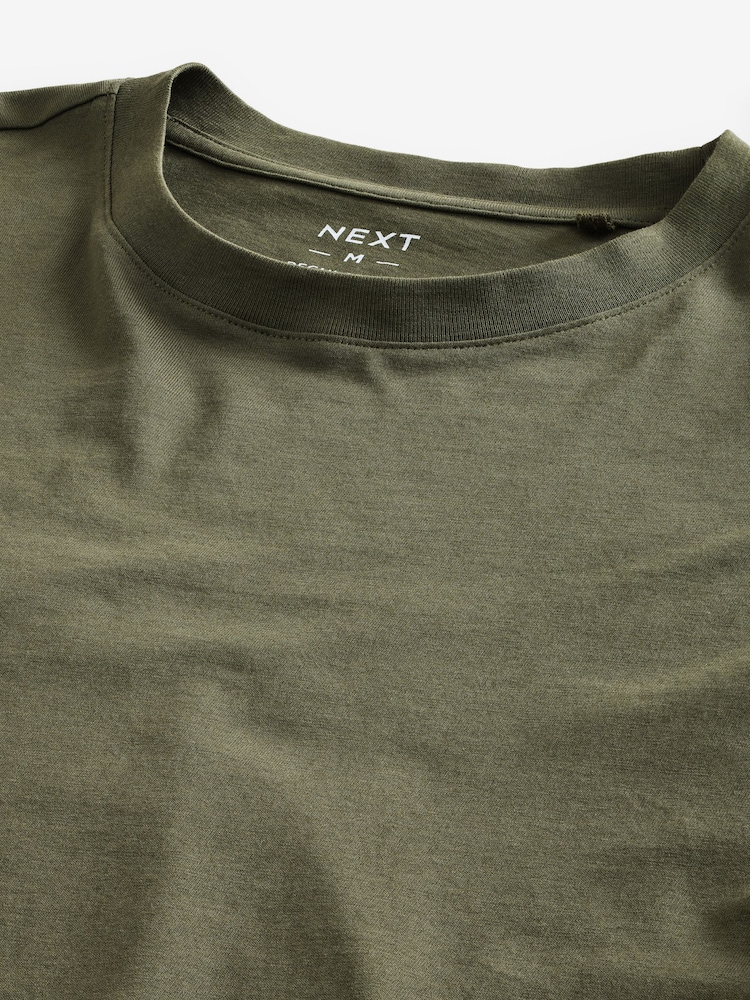Green Khaki Regular Fit Long Sleeve Crew Neck T-Shirt - Image 7 of 7