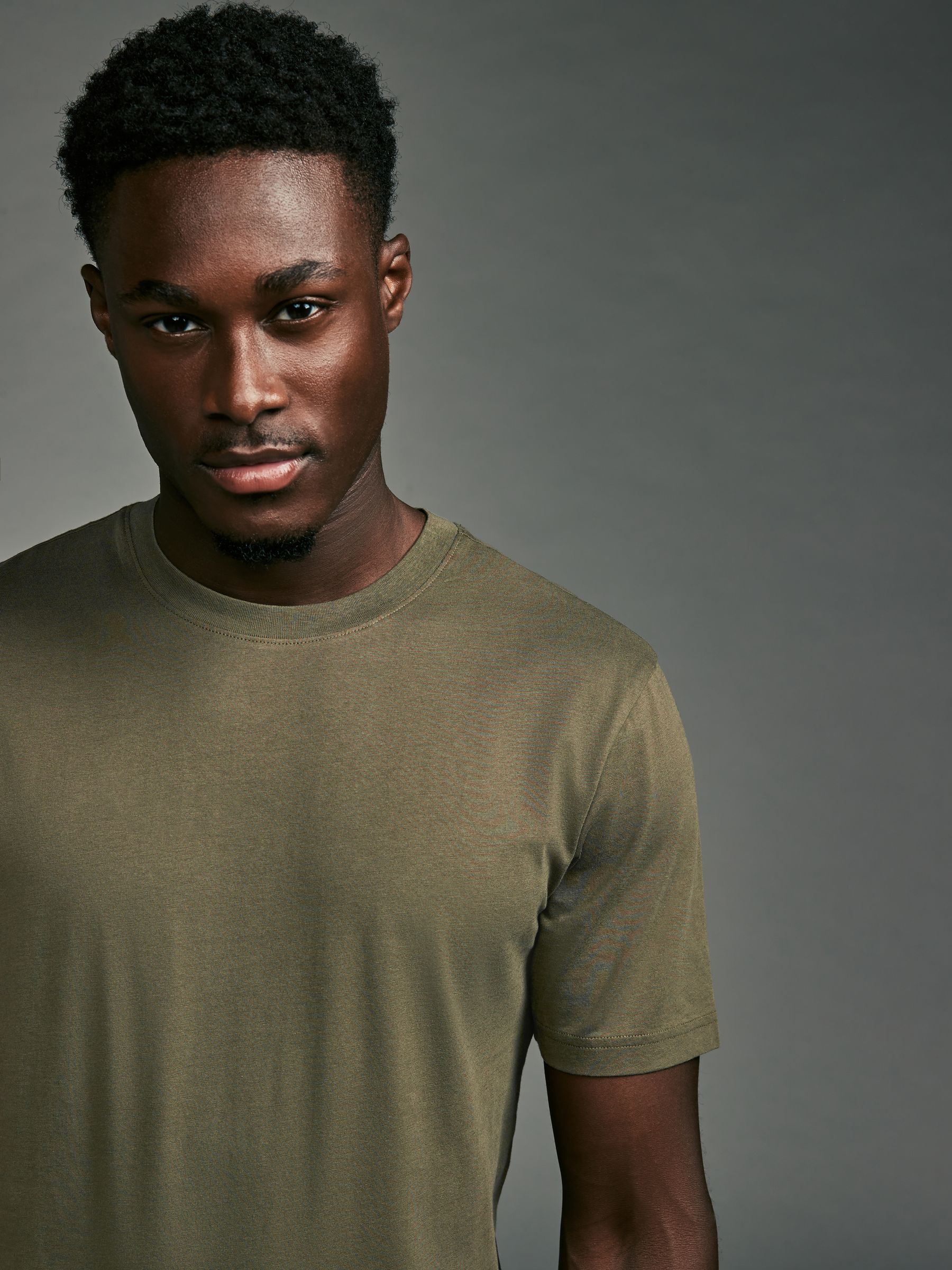 Buy Green Khaki Slim Fit Essential Crew Neck Cotton T-Shirt Buy Green Khaki Slim Fit Essential Crew Neck Cotton T-Shirt