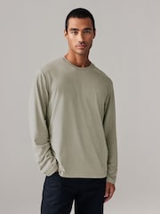 Neutral Marl Regular Fit Long Sleeve Crew Neck T-Shirt - Image 1 of 7