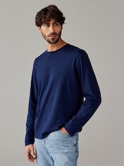 Blue Rich Regular Fit Long Sleeve Crew Neck T-Shirt - Image 1 of 7
