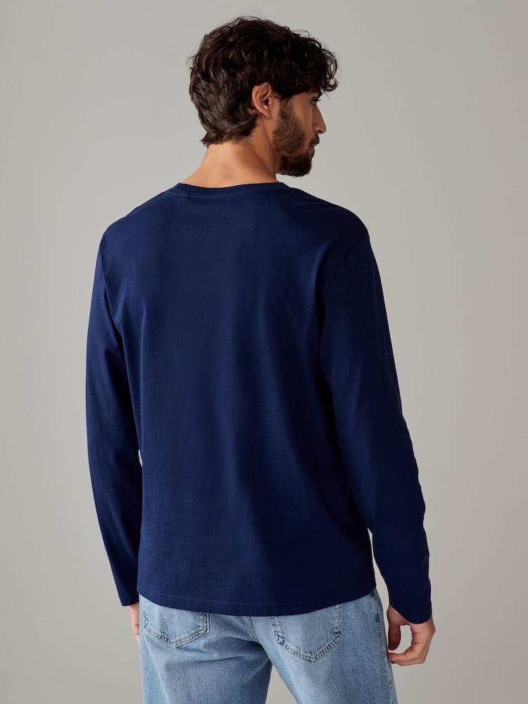 Blue Rich Regular Fit Long Sleeve Crew Neck T-Shirt - Image 3 of 7