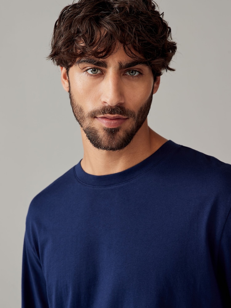 Blue Rich Regular Fit Long Sleeve Crew Neck T-Shirt - Image 4 of 7