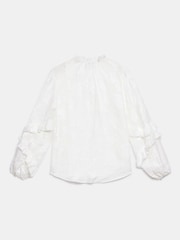 Mint Velvet White Jacquard Ruffle Blouse - Image 4 of 4