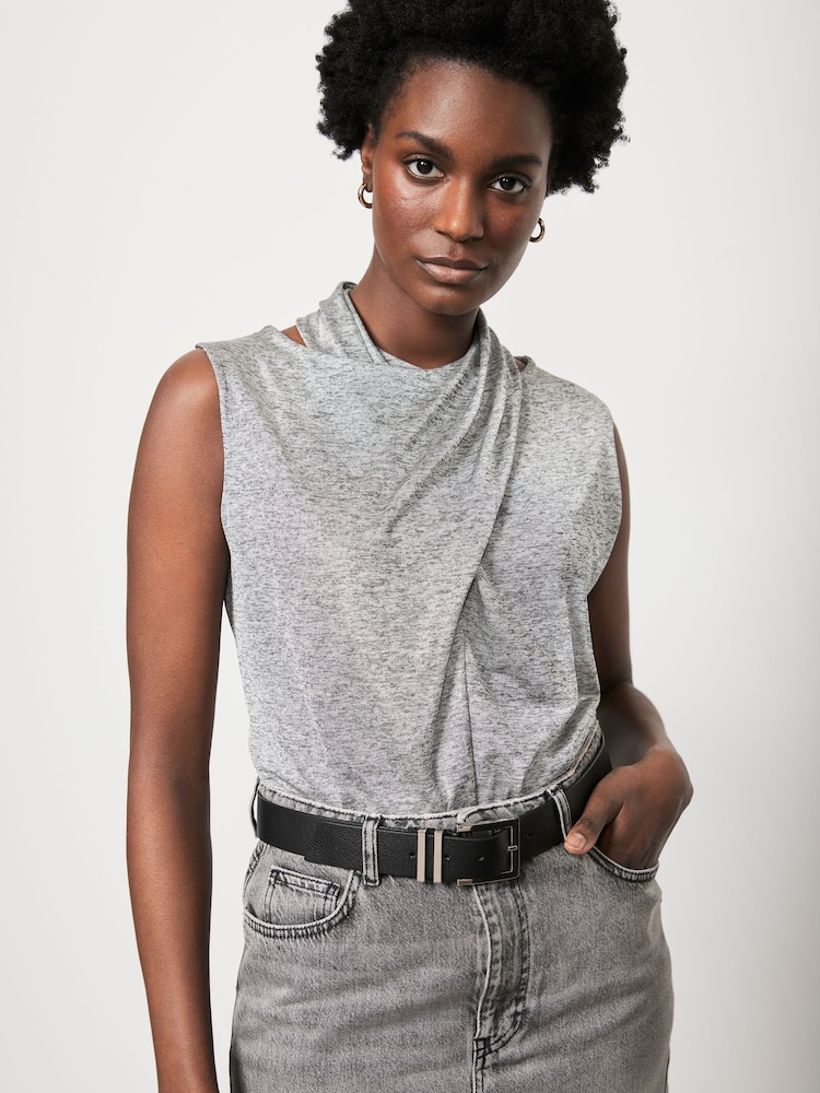 Mint Velvet Silver Metallic Twist Vest - Image 1 of 4