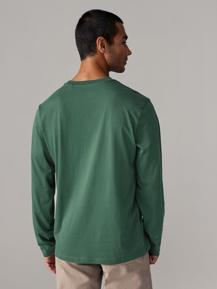 Green Pine Regular Fit Long Sleeve Crew Neck T-Shirt - Image 3 of 7